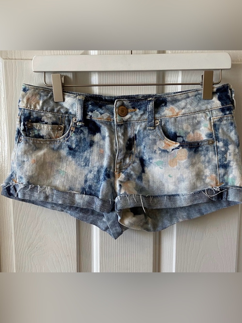 American Eagle Outfitters Tie-Dye Blue Denim Shorts